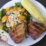 Ginger Chicken, Spinach Salad, and Corn on the Cob