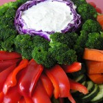 Red Peppers, Carrot, Broccoli, plus Ranch Dip in Cabbage Bowl