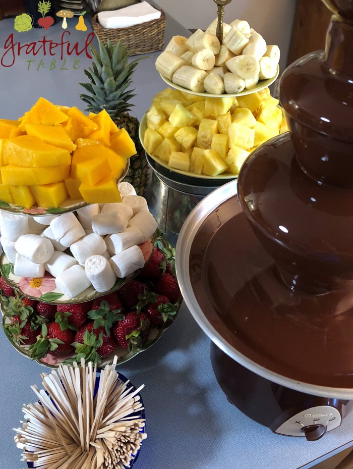 Warm ingredients in low-heat oven first, for easy chocolate fountain