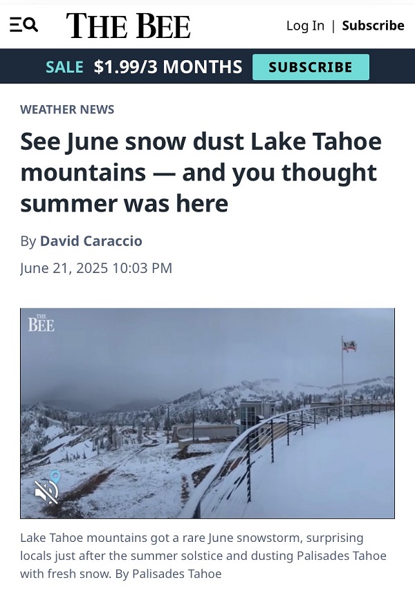 Hail, No, Snow in June at Lake Tahoe